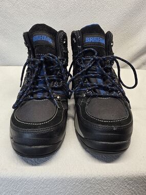 Brahma Men's Black and Blue Work Boots Reinforced Toe Size 8